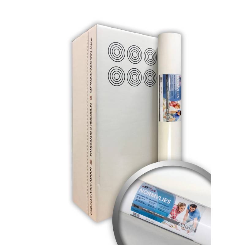 PROFHOME NORMVLIES 150 g Renoviervlies glatte Vliestapete 1 Karton 6 Rollen Weiß 112,5 m2 25,05 m x 0,75 m 18,75 m2 Weiß von Profhome
