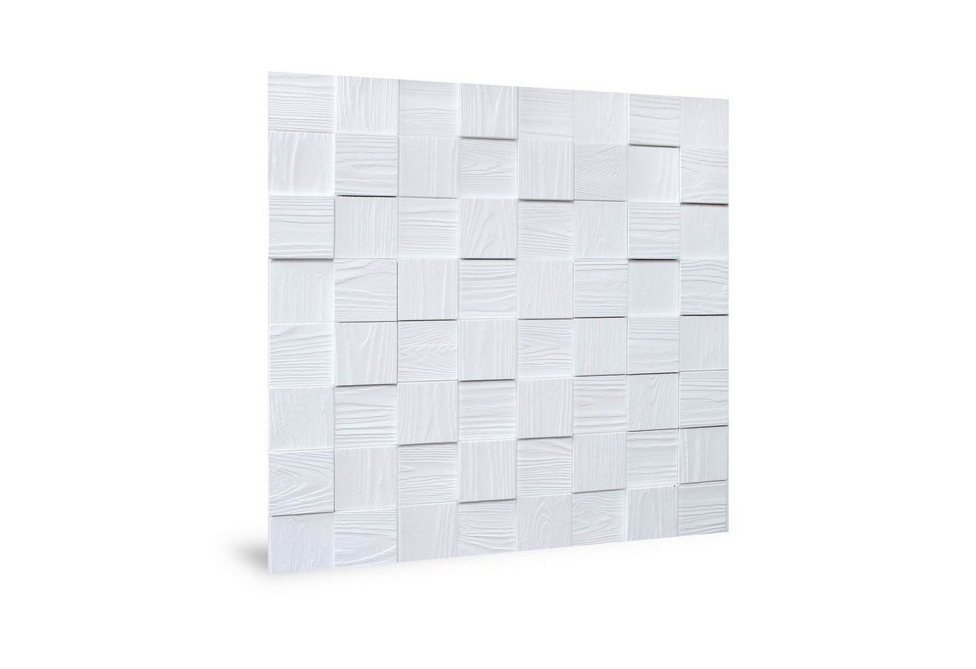 Profhome 3D Wandpaneel 704498, BxL: 60x61 cm, 0.37 qm, (Wandpaneel-Set, 6-tlg., Wandverkleidung Harmony Cubes Wood Grain White in Holz Optik) matt weiß von Profhome