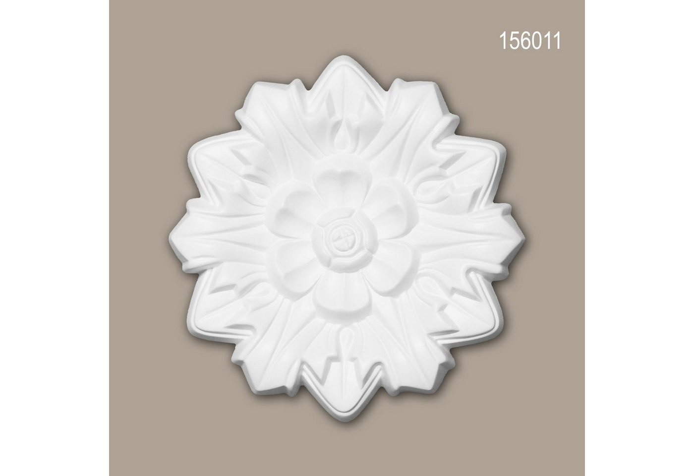 Profhome Decken-Rosette 156011 (Rosette, 1 St., Deckenrosette, Medallion, Stuckrosette, Deckenelement, Zierelement, Durchmesser 19,8 cm), weiß, vorgrundiert, Stil: Neo-Renaissance von Profhome