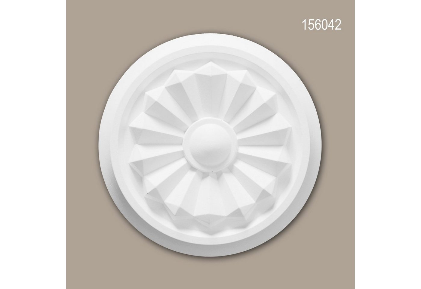 Profhome Decken-Rosette 156042 (Rosette, 1 St., Deckenrosette, Medallion, Stuckrosette, Deckenelement, Zierelement, Durchmesser 20,3 cm), weiß, vorgrundiert, Stil: Zeitlos / Klassisch von Profhome