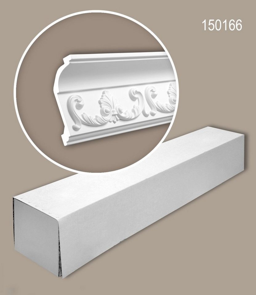 Profhome Deckenprofil 150166-box (1 Karton Leisten-Set, 8-St., Stuckleisten, Eckleisten, Deckenleisten, Zierleisten, 16 m), weiß, vorgrundiert von Profhome