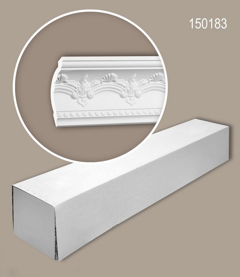 Profhome Deckenprofil 150183-box (1 Karton Leisten-Set, 10-St., Stuckleisten, Eckleisten, Deckenleisten, Zierleisten, 20 m), weiß, vorgrundiert von Profhome