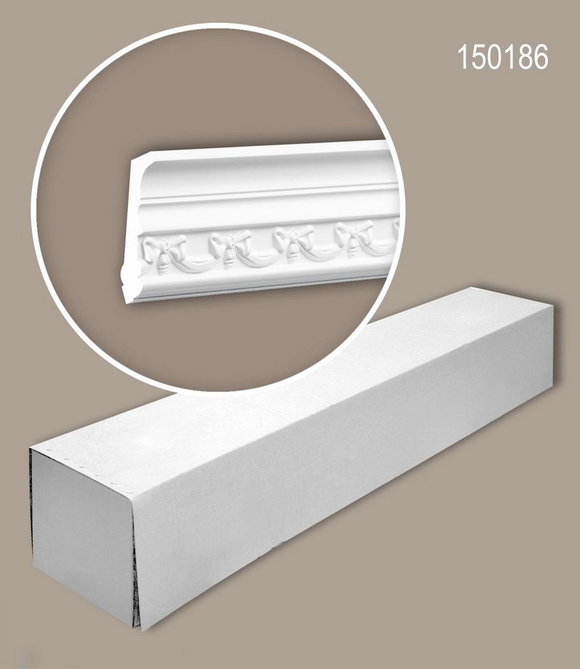 Profhome Deckenprofil 150186-box (1 Karton Leisten-Set, 16-St., Stuckleisten, Eckleisten, Deckenleisten, Zierleisten, 32 m), weiß, vorgrundiert von Profhome