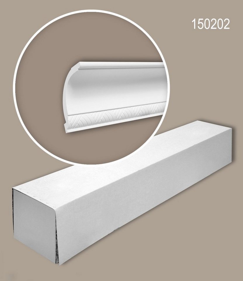 Profhome Deckenprofil 150202-box (1 Karton Leisten-Set, 6-St., Stuckleisten, Eckleisten, Deckenleisten, Zierleisten, 12 m), weiß, vorgrundiert von Profhome