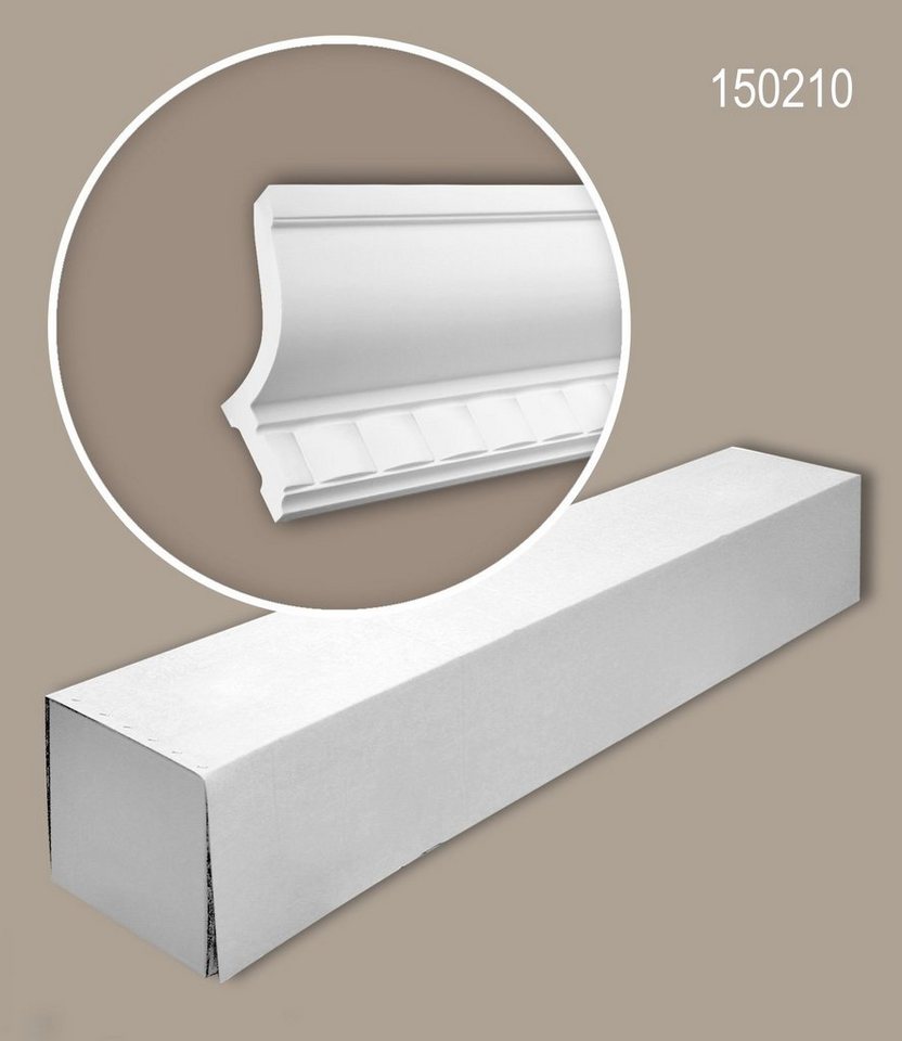 Profhome Deckenprofil 150210-box (1 Karton Leisten-Set, 4-St., Stuckleisten, Eckleisten, Deckenleisten, Zierleisten, 8 m), weiß, vorgrundiert, für indirekte Beleuchtung geeignet von Profhome