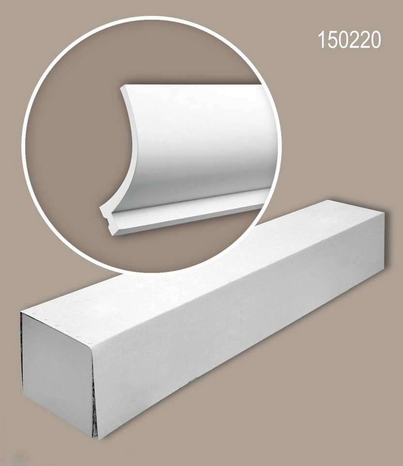 Profhome Deckenprofil 150220-box (1 Karton Leisten-Set, 6-St., Stuckleisten, Eckleisten, Deckenleisten, Zierleisten, 12 m), weiß, vorgrundiert, für indirekte Beleuchtung geeignet von Profhome