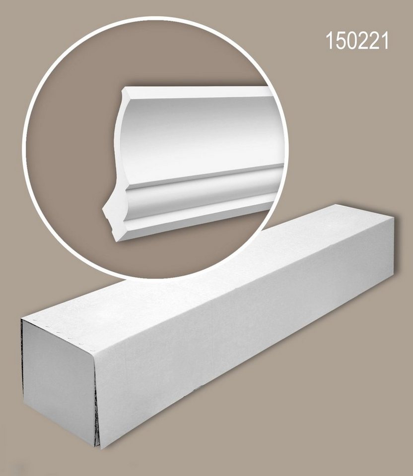 Profhome Deckenprofil 150221-box (1 Karton Leisten-Set, 4-St., Stuckleisten, Eckleisten, Deckenleisten, Zierleisten, 8 m), weiß, vorgrundiert, für indirekte Beleuchtung geeignet von Profhome