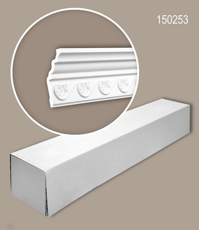 Profhome Deckenprofil 150253-box (1 Karton Leisten-Set, 15-St., Stuckleisten, Eckleisten, Deckenleisten, Zierleisten, 30 m), weiß, vorgrundiert von Profhome