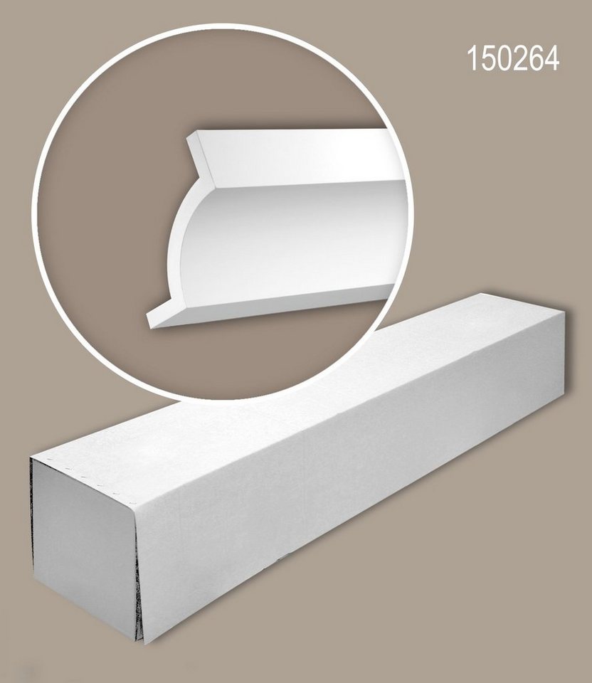 Profhome Deckenprofil 150264-box (1 Karton Leisten-Set, 5-St., Stuckleisten, Eckleisten, Deckenleisten, Zierleisten, 10 m), weiß, vorgrundiert von Profhome
