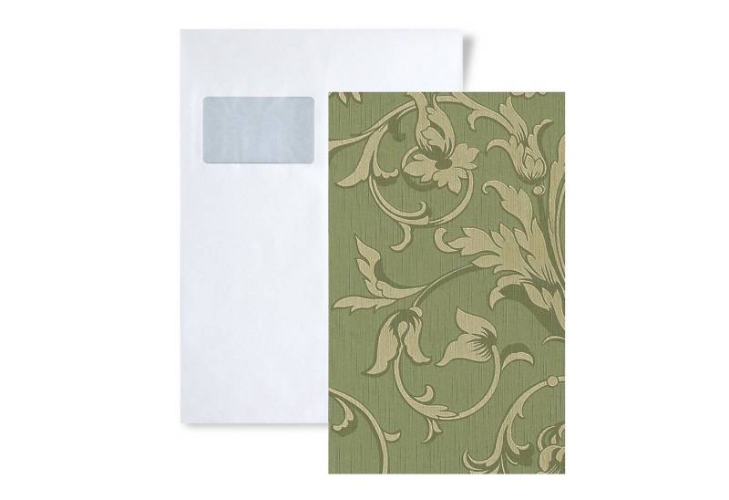 Profhome Textiltapete 1 MUSTERSTÜCK S-956334-GU DIN A4 MUSTER der Blumen Tapete, (1 Musterblatt, ca. A5-A4), grün von Profhome