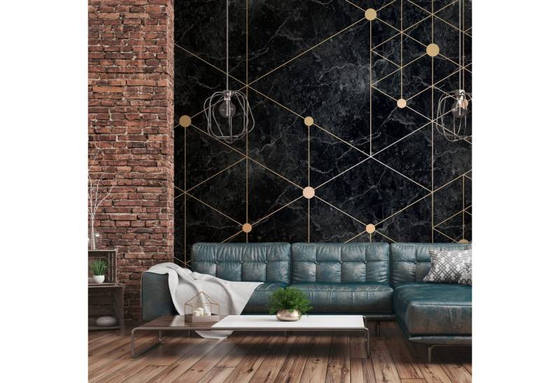 Profhome Vliestapete 382601-GU Fototapete Marmoroptik matt schwarz grau 3,71 m x 2,8 m, glatt, matt, (1 Rolle, 10.39 qm), heißgeprägte Vliestapete in schwarz von Profhome