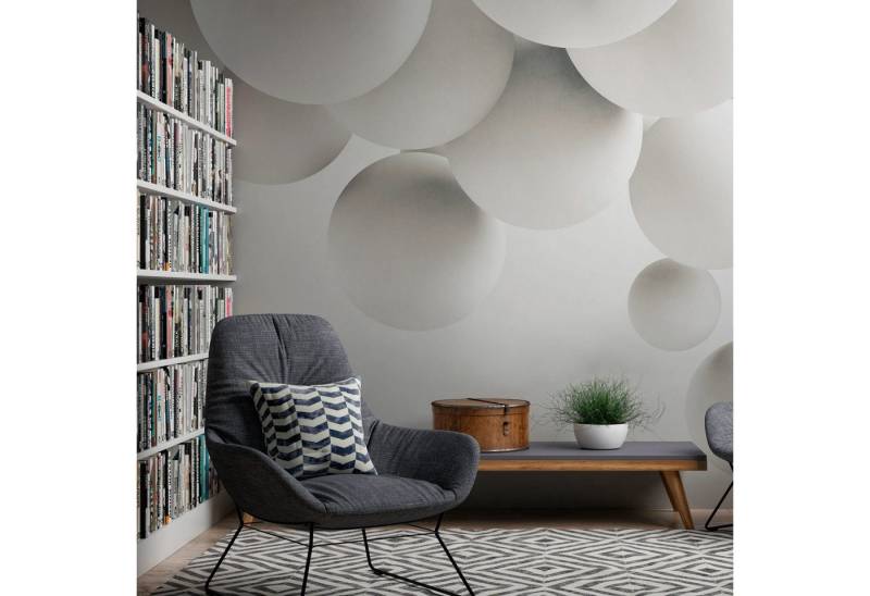 Profhome Vliestapete 382911-GU Fototapete 3D matt weiß grau 3,71 m x 2,8 m, glatt, matt, (1 Rolle, 10.39 qm), heißgeprägte Vliestapete in weiß von Profhome