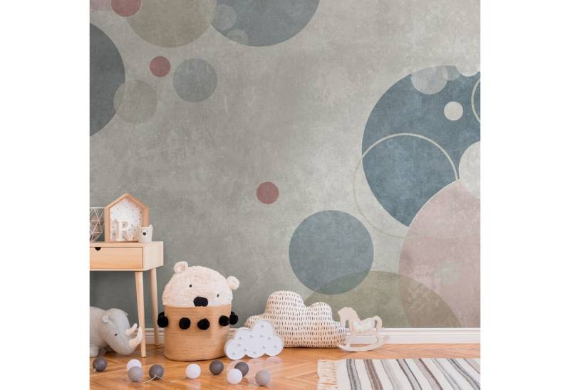 Profhome Vliestapete 383071-GU Fototapete Kindertapete grau beige blau rosa 3,71 m x 2,8 m, glatt, matt, (1 Rolle, 10.39 qm), heißgeprägte Vliestapete in grau von Profhome