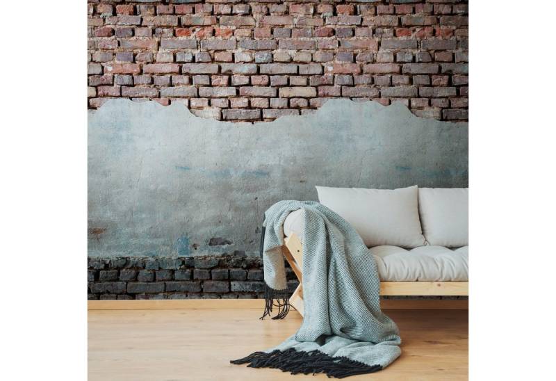 Profhome Vliestapete 383341-GU Fototapete Ziegelstein rot grau weiß schwarz 1,59 m x 2,8 m, glatt, matt, (1 Rolle, 4.45 qm), heißgeprägte Vliestapete in rot von Profhome