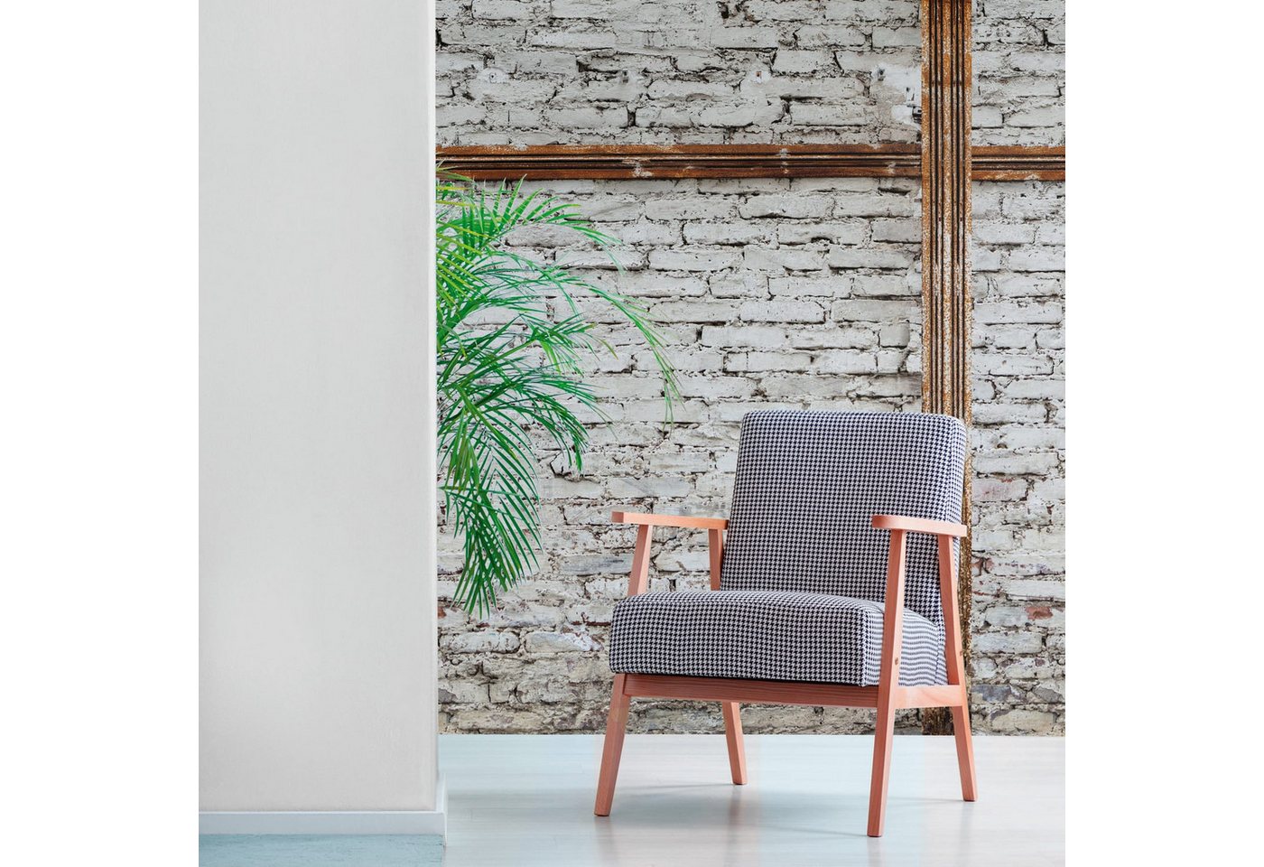 Profhome Vliestapete 383511-GU Fototapete Ziegelstein matt weiß grau braun 1,59 m x 2,8 m, glatt, matt, (1 Rolle, 4.45 qm), heißgeprägte Vliestapete in weiß von Profhome