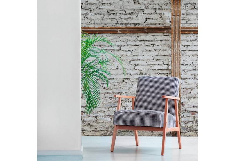 Profhome Vliestapete 383511-GU Fototapete Ziegelstein matt weiß grau braun 1,59 m x 2,8 m, glatt, matt, (1 Rolle, 4.45 qm), heißgeprägte Vliestapete in weiß von Profhome