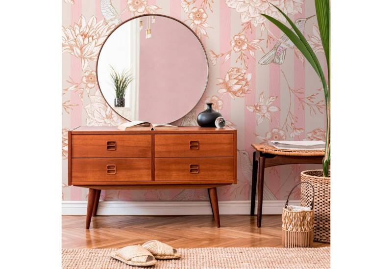 Profhome Vliestapete 392021-GU Fototapete Blumen matt rosa beige orange 1,59 m x 2,8 m, glatt, matt, (1 Rolle, 4.45 qm), heißgeprägte Vliestapete in rosa von Profhome