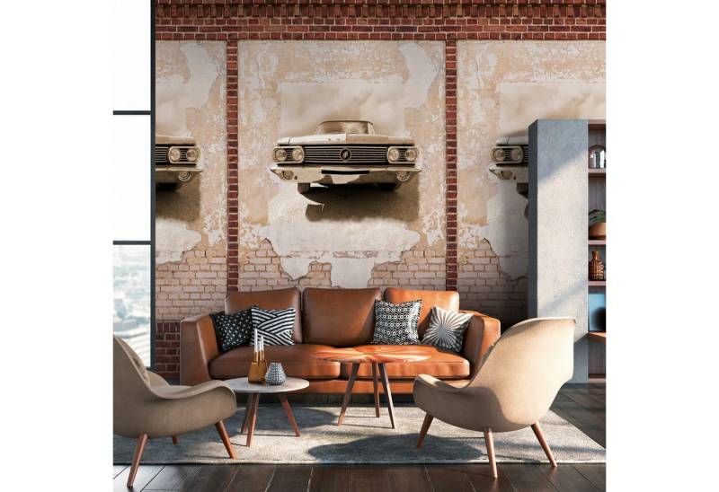 Profhome Vliestapete 392431-GU Fototapete Ziegelstein braun beige rot creme 1,59 m x 2,8 m, glatt, matt, (1 Rolle, 4.45 qm), heißgeprägte Vliestapete in braun von Profhome