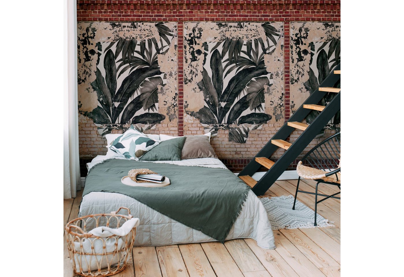 Profhome Vliestapete 392451-GU Fototapete Ziegelstein braun beige rot grau 1,59 m x 2,8 m, glatt, matt, (1 Rolle, 4.45 qm), heißgeprägte Vliestapete in braun von Profhome