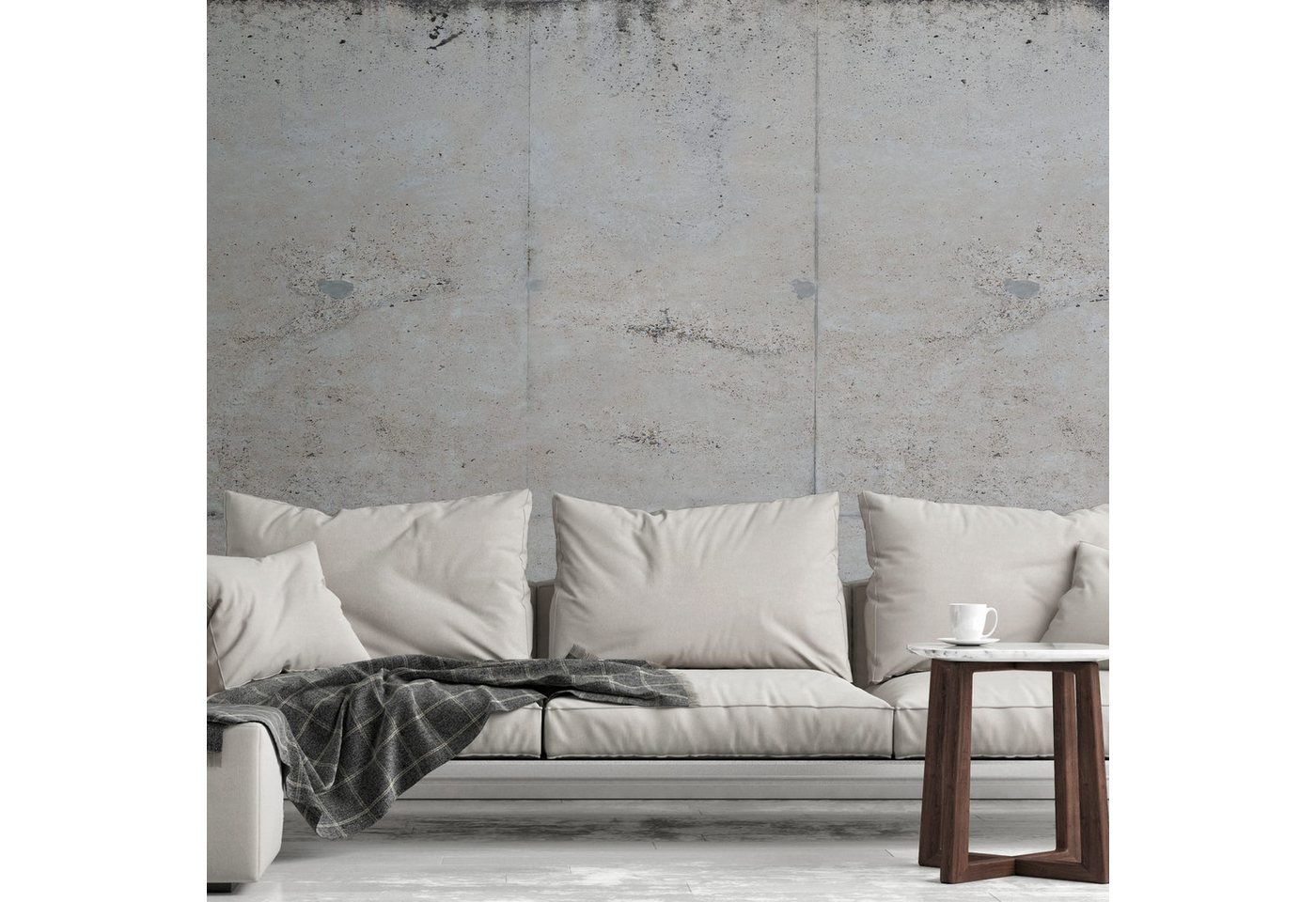 Profhome Vliestapete 392541-GU Fototapete Betonoptik matt grau beige grün 1,59 m x 2,8 m, glatt, matt, (1 Rolle, 4.45 qm), heißgeprägte Vliestapete in grau von Profhome