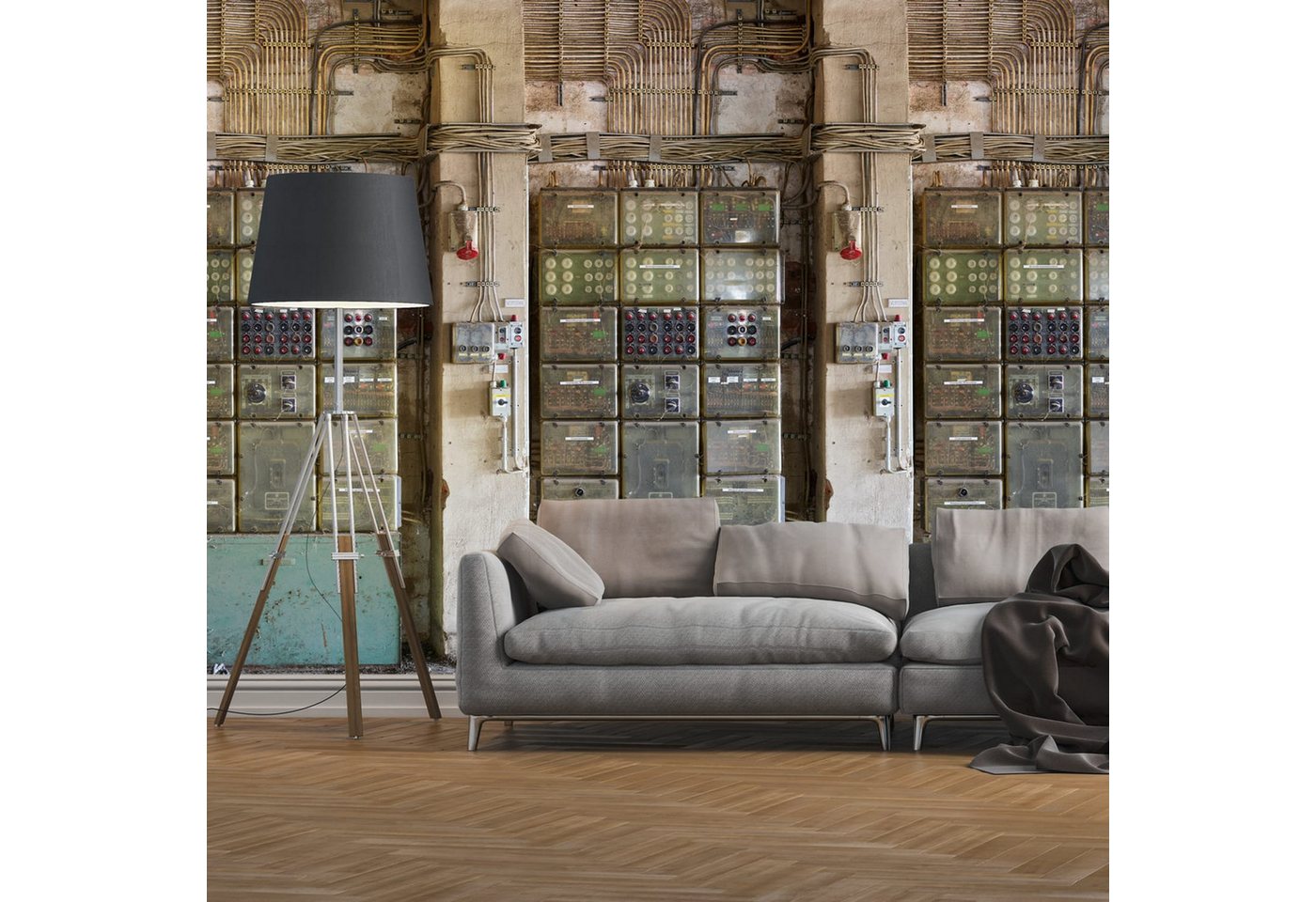 Profhome Vliestapete 392631-GU Fototapete 3D matt creme beige braun blau 1,59 m x 2,8 m, glatt, matt, (1 Rolle, 4.45 qm), heißgeprägte Vliestapete in creme von Profhome