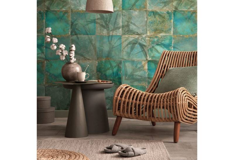 Profhome Vliestapete 393141-GU Fototapete smaragd-grün türkis oliv 1,59 m x 2,8 m, glatt, matt, (1 Rolle, 4.45 qm), heißgeprägte Vliestapete in grün von Profhome