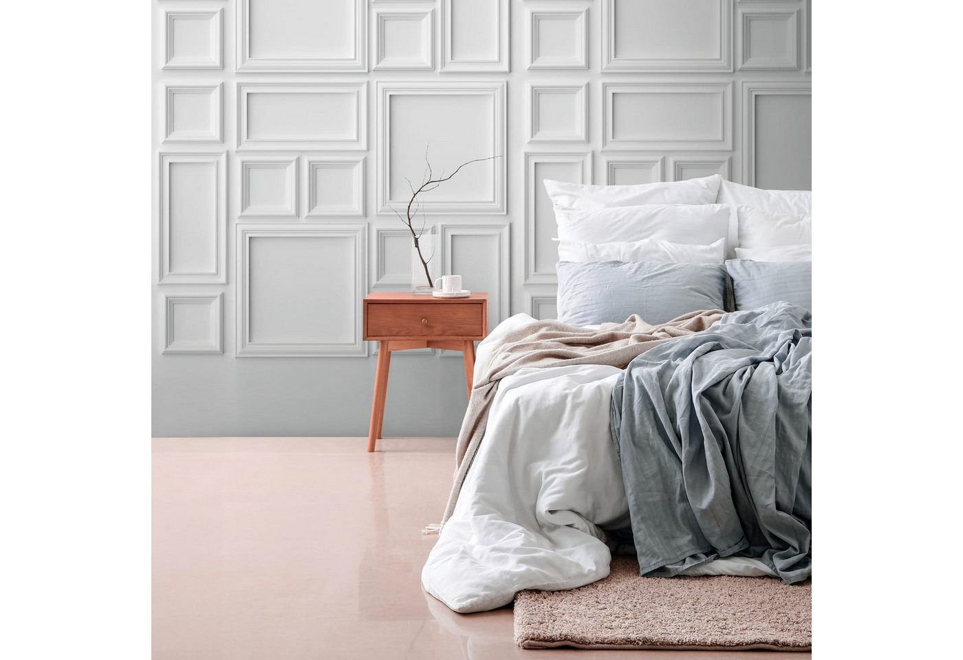 Profhome Vliestapete 398211-GU Fototapete 3D matt weiß grau 1,59 m x 2,8 m, glatt, matt, (1 Rolle, 4.45 qm), heißgeprägte Vliestapete in weiß von Profhome