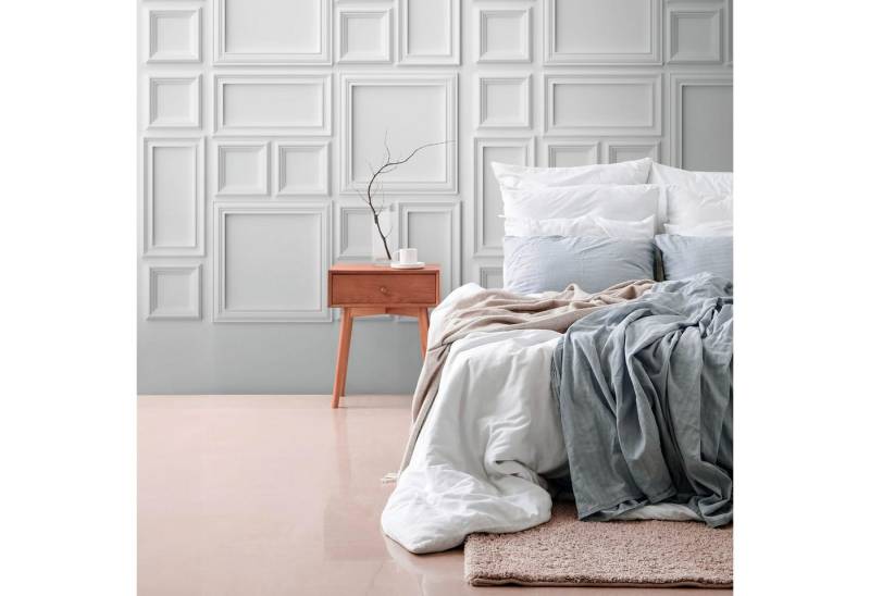 Profhome Vliestapete 398211-GU Fototapete 3D matt weiß grau 1,59 m x 2,8 m, glatt, matt, (1 Rolle, 4.45 qm), heißgeprägte Vliestapete in weiß von Profhome