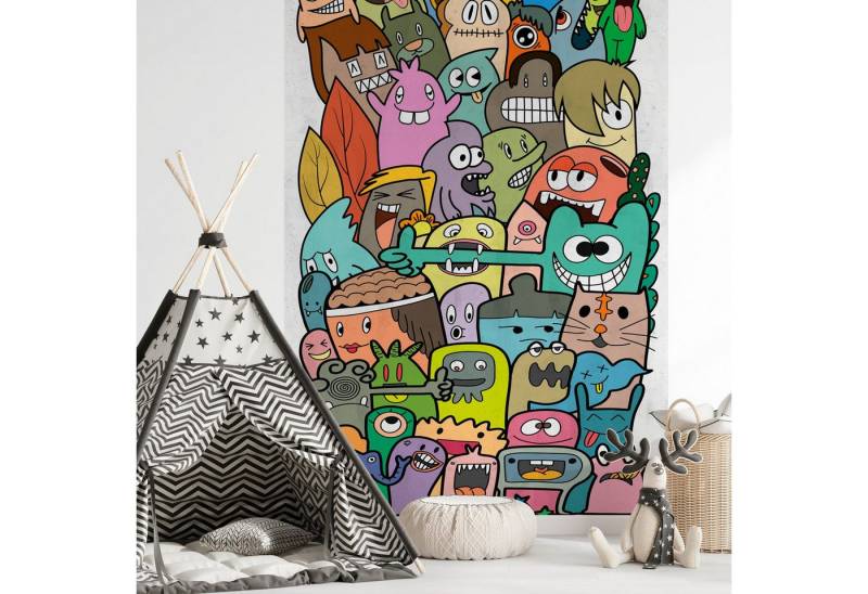 Profhome Vliestapete 398271-GU Fototapete Kindertapete grün rosa blau gelb 1,59 m x 2,8 m, glatt, matt, (1 Rolle, 4.45 qm), heißgeprägte Vliestapete in grün von Profhome