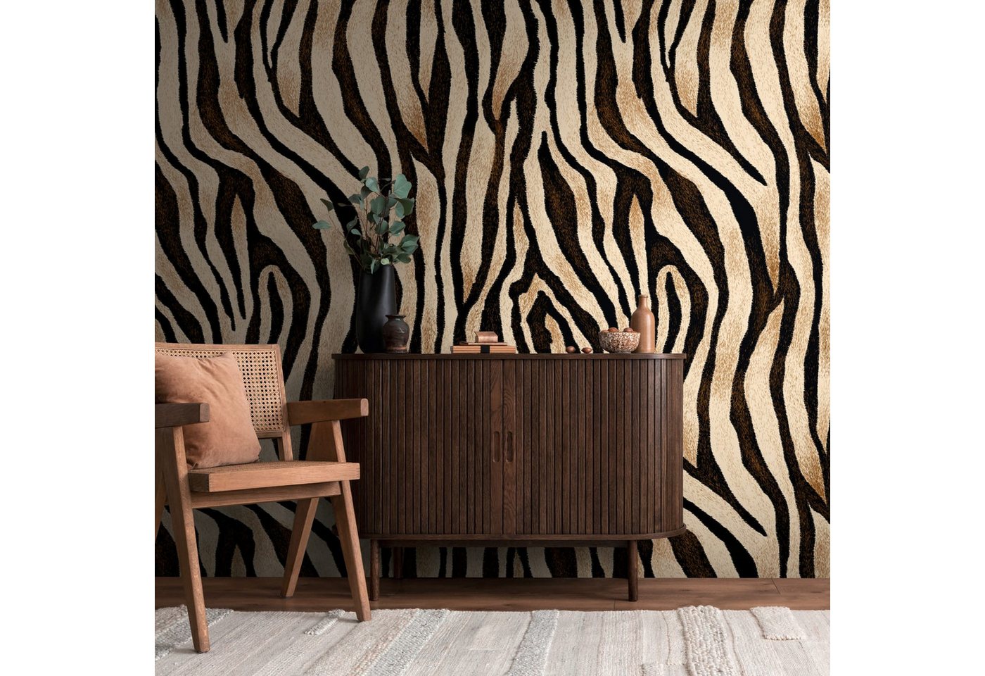 Profhome Vliestapete 398311-GU Fototapete Tiermotiv matt beige schwarz braun 1,59 m x 2,8 m, glatt, matt, (1 Rolle, 4.45 qm), heißgeprägte Vliestapete in beige von Profhome