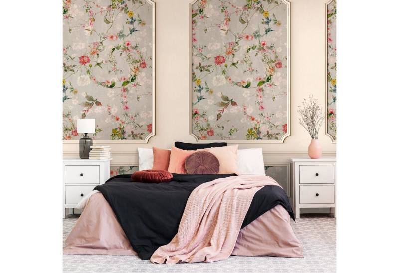 Profhome Vliestapete 398471-GU Fototapete 3D matt beige grau rosa grün 1,59 m x 2,8 m, glatt, matt, (1 Rolle, 4.45 qm), heißgeprägte Vliestapete in beige von Profhome