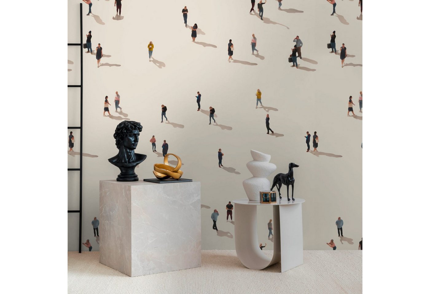 Profhome Vliestapete 398671-GU Fototapete Grafisch beige schwarz blau gelb 1,59 m x 2,8 m, glatt, matt, (1 Rolle, 4.45 qm), heißgeprägte Vliestapete in beige von Profhome