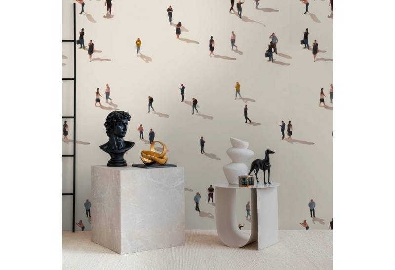 Profhome Vliestapete 398671-GU Fototapete Grafisch beige schwarz blau gelb 1,59 m x 2,8 m, glatt, matt, (1 Rolle, 4.45 qm), heißgeprägte Vliestapete in beige von Profhome