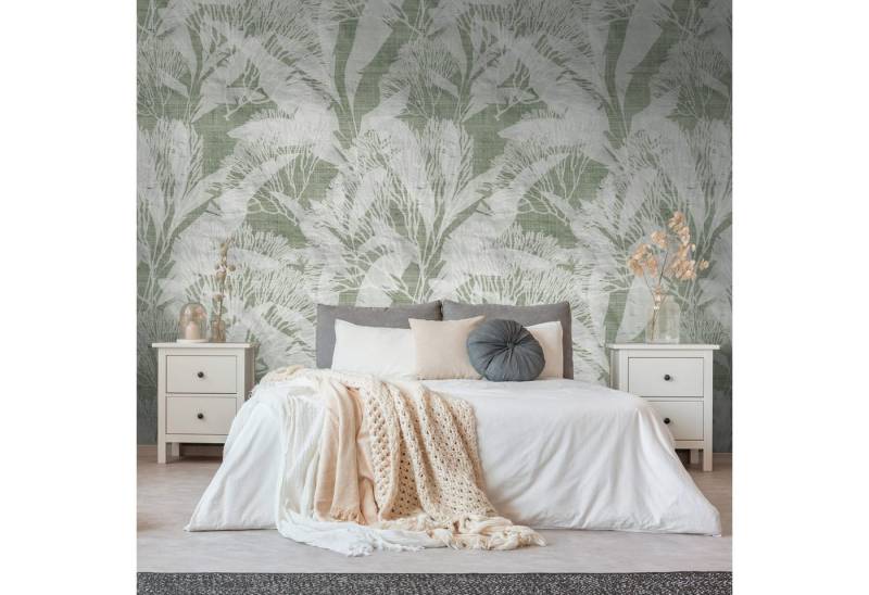 Profhome Vliestapete 398851-GU Fototapete matt grün weiß 1,59 m x 2,8 m, glatt, matt, (1 Rolle, 4.45 qm), heißgeprägte Vliestapete in grün von Profhome
