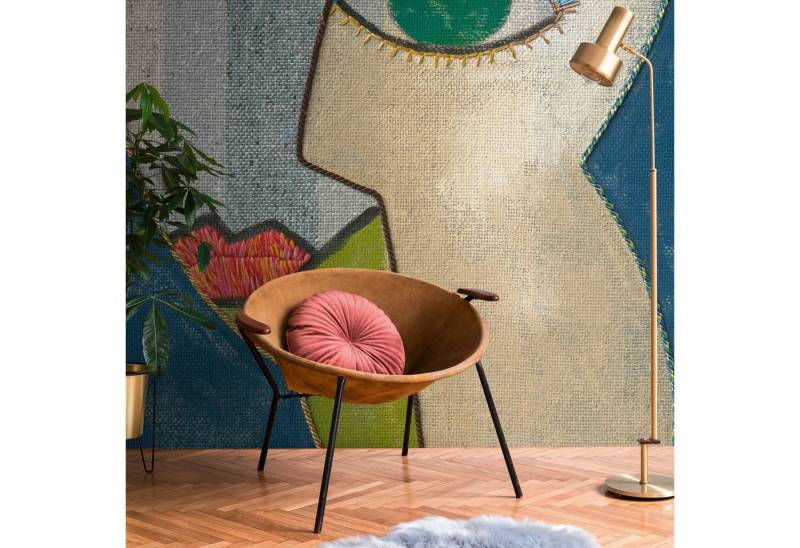 Profhome Vliestapete 398901-GU Fototapete Abstrakt matt blau beige grün pink 2,12 m x 2,8 m, glatt, matt, (1 Rolle, 5.94 qm), heißgeprägte Vliestapete in blau von Profhome