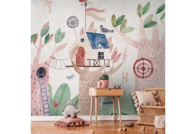 Profhome Vliestapete 399061-GU Fototapete Kindertapete beige braun grün blau 3,71 m x 2,8 m, glatt, matt, (1 Rolle, 10.39 qm), heißgeprägte Vliestapete in beige von Profhome