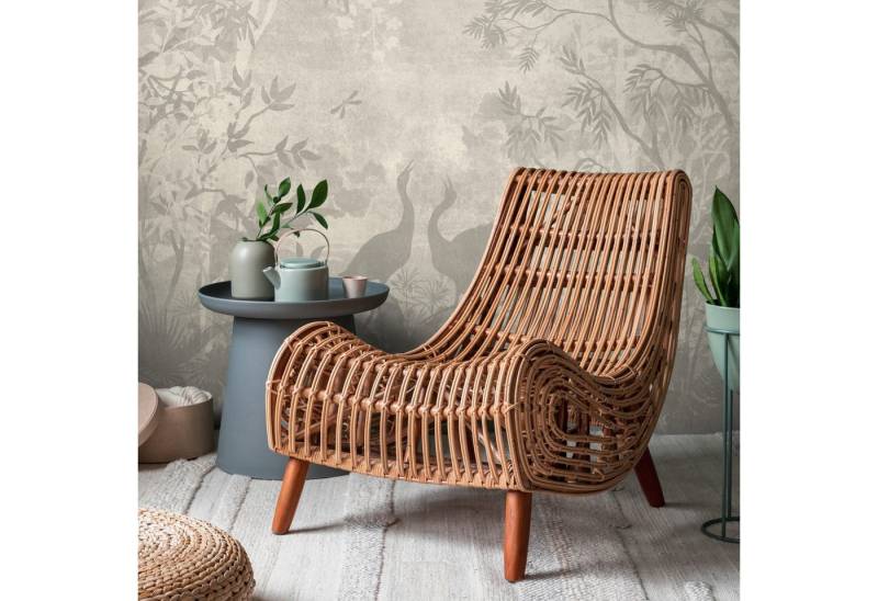 Profhome Vliestapete 399181-GU Fototapete Wald matt beige grau creme-weiß 3,71 m x 2,8 m, glatt, matt, (1 Rolle, 10.39 qm), heißgeprägte Vliestapete in beige von Profhome