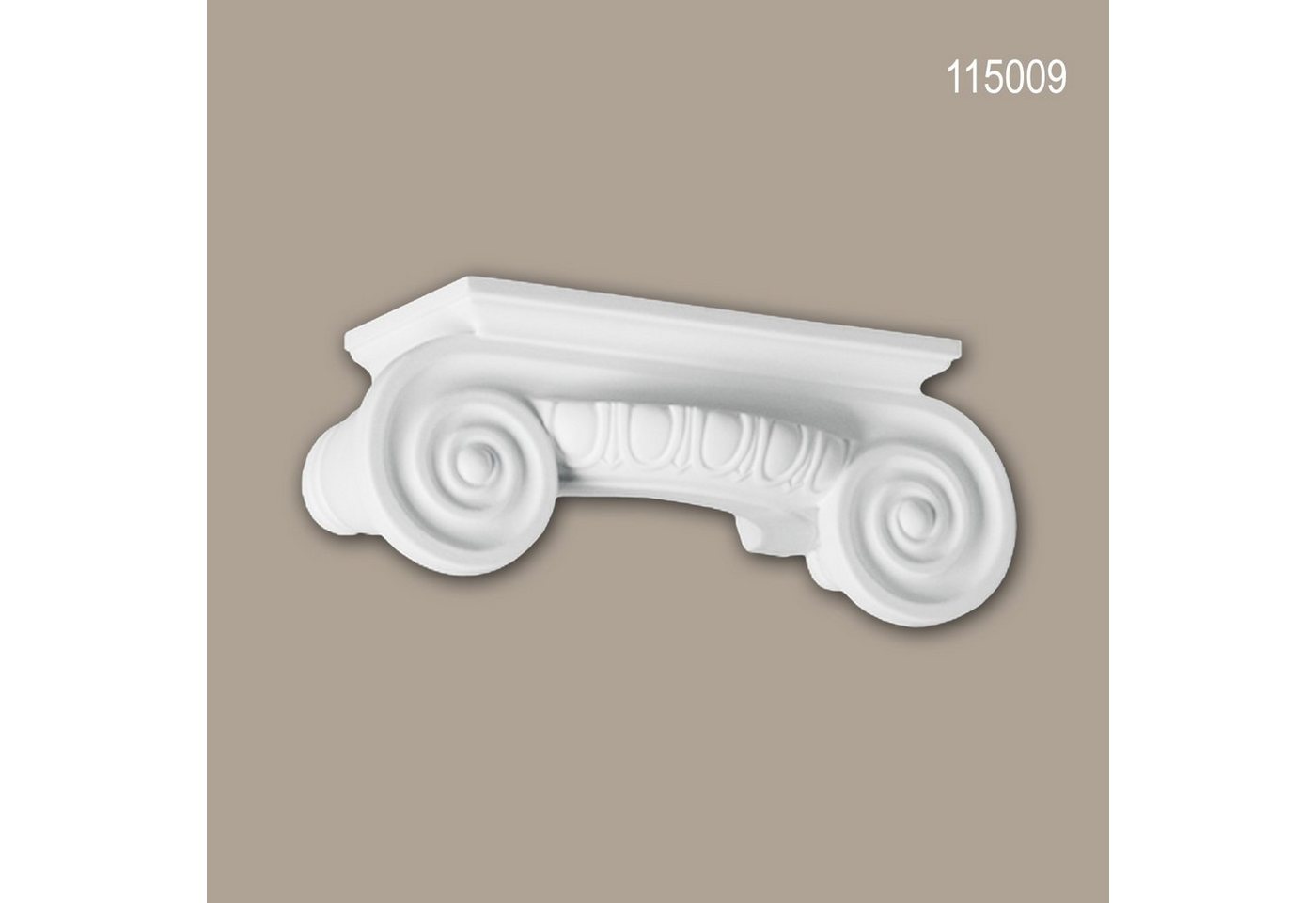 Profhome Wanddekoobjekt 115009 (Halbsäulen Kapitell, 1 St., Säule, Zierelement, Stucksäule, Dekosäule), weiß, vorgrundiert, Stil: Ionisch von Profhome