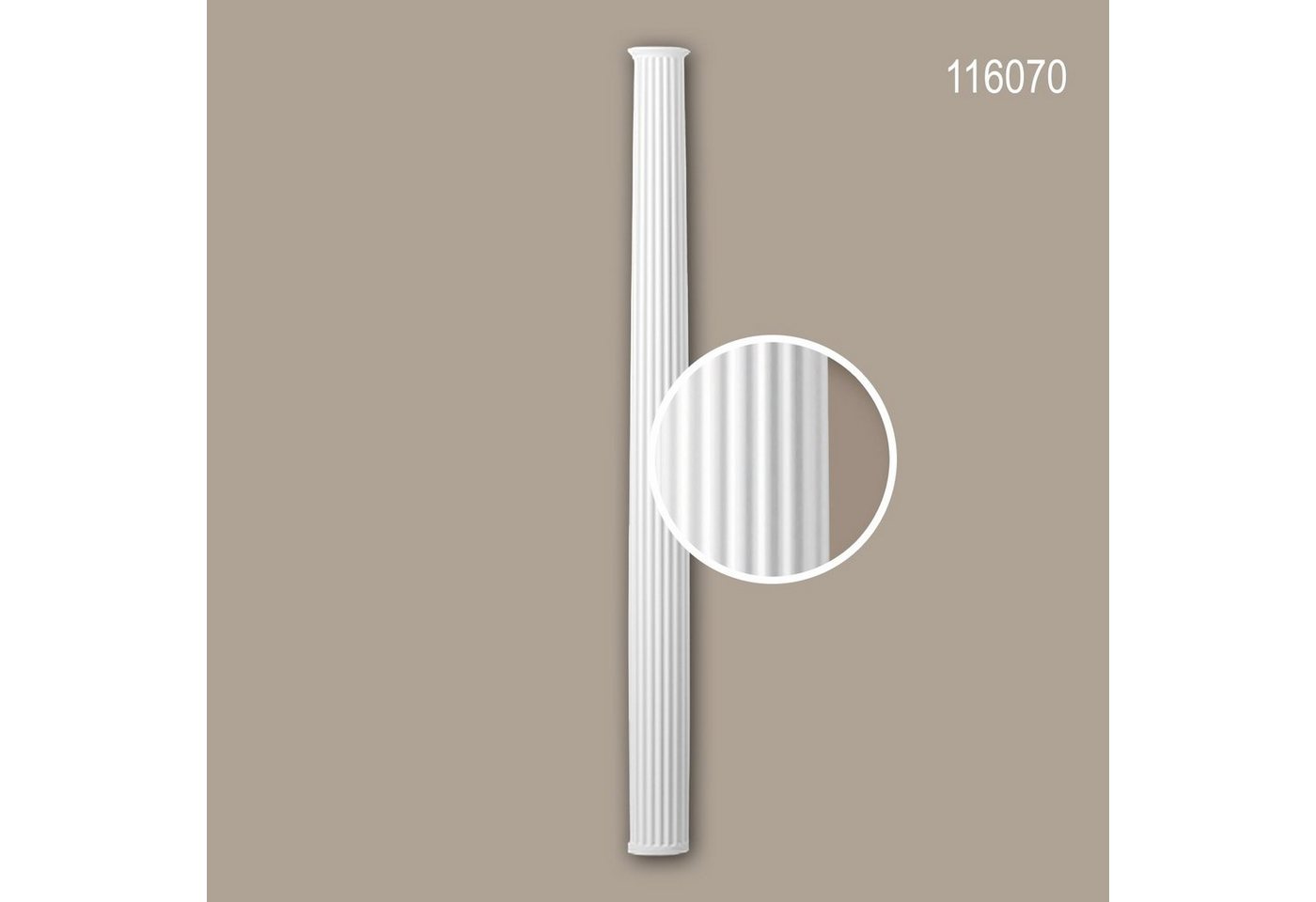 Profhome Wanddekoobjekt 116070 (Halbsäulen Schaft, 1 St., Säule, Zierelement, Stucksäule, Dekosäule), weiß, vorgrundiert, Stil: Neo-Klassizismus von Profhome