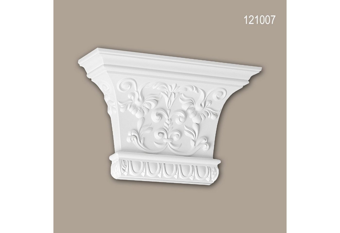 Profhome Wanddekoobjekt 121007 (Pilaster Kapitell, 1 St., Pilaster, Zierelement, Wanddekor, Schmuckelement), weiß, vorgrundiert, Stil: Korinthisch von Profhome