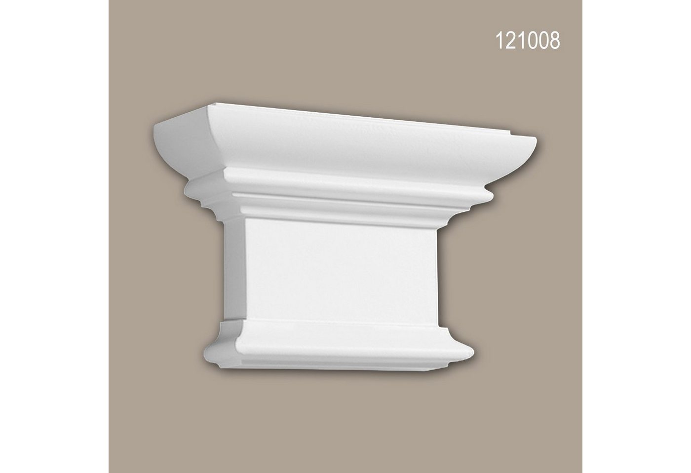 Profhome Wanddekoobjekt 121008 (Pilaster Kapitell, 1 St., Pilaster, Zierelement, Wanddekor, Schmuckelement), weiß, vorgrundiert, Stil: Dorisch von Profhome