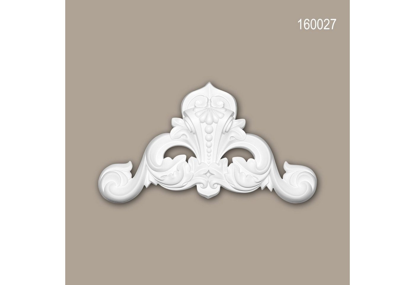 Profhome Wanddekoobjekt 160027 (Zierelement, 1 St., Stuckdekor, Schmuckelement, Verzierung, Dekor Ornament), weiß, vorgrundiert, Stil: Zeitlos / Klassisch von Profhome