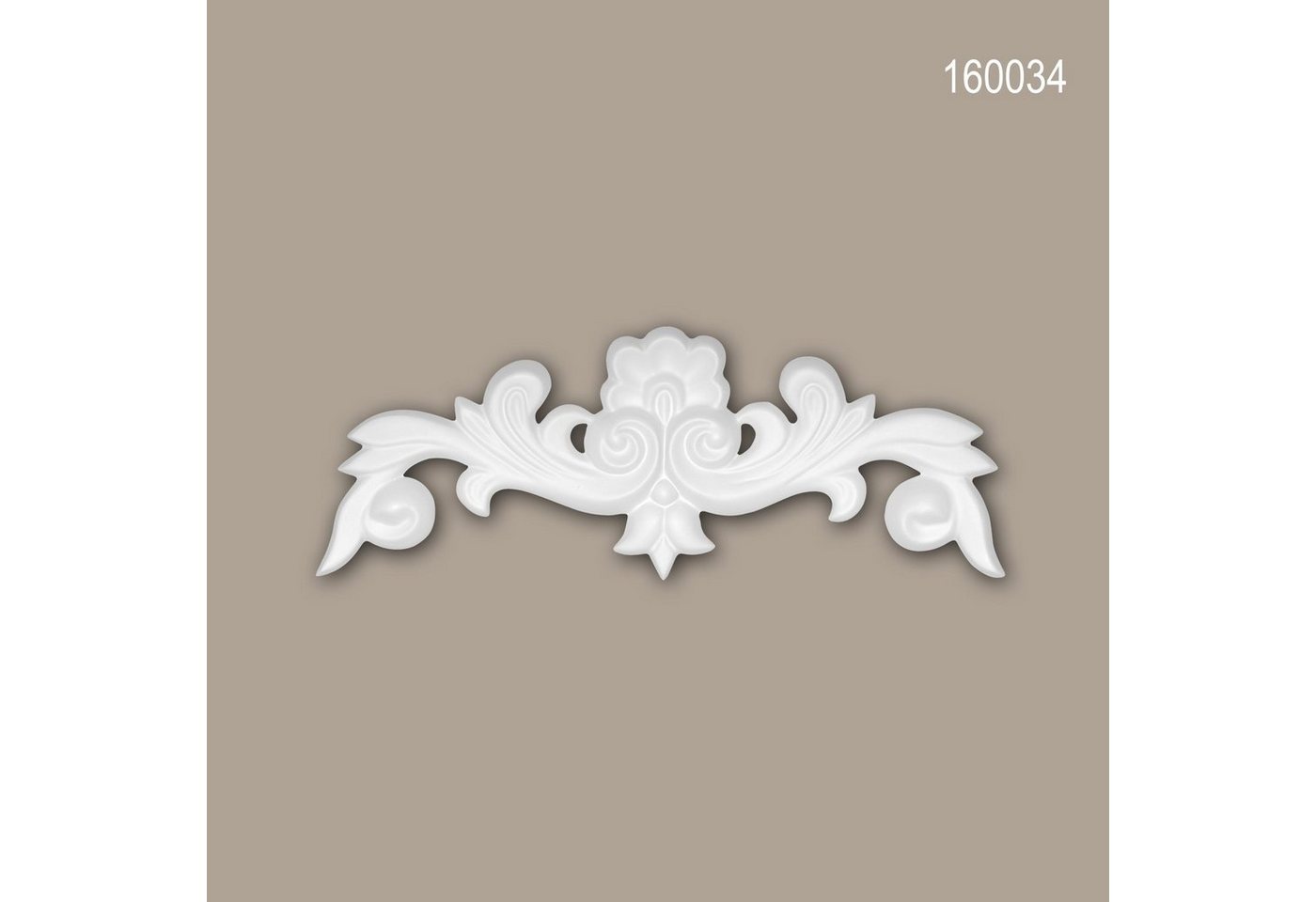 Profhome Wanddekoobjekt 160034 (Zierelement, 1 St., Stuckdekor, Schmuckelement, Verzierung, Dekor Ornament), weiß, vorgrundiert, Stil: Rokoko / Barock von Profhome