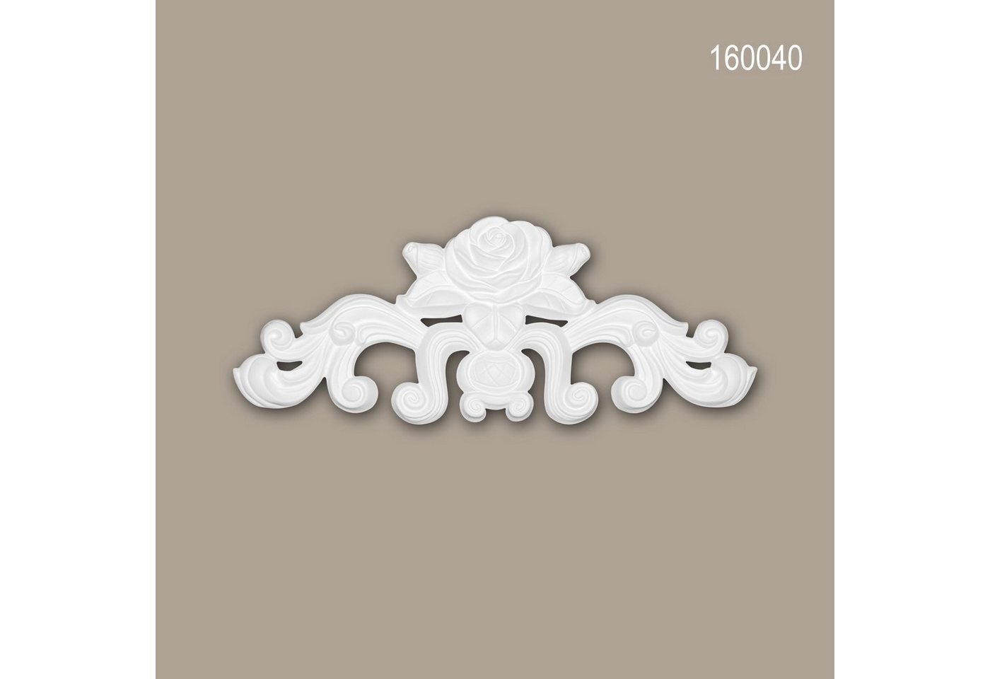 Profhome Wanddekoobjekt 160040 (Zierelement, 1 St., Stuckdekor, Schmuckelement, Verzierung, Dekor Ornament), weiß, vorgrundiert, Stil: Rokoko / Barock von Profhome