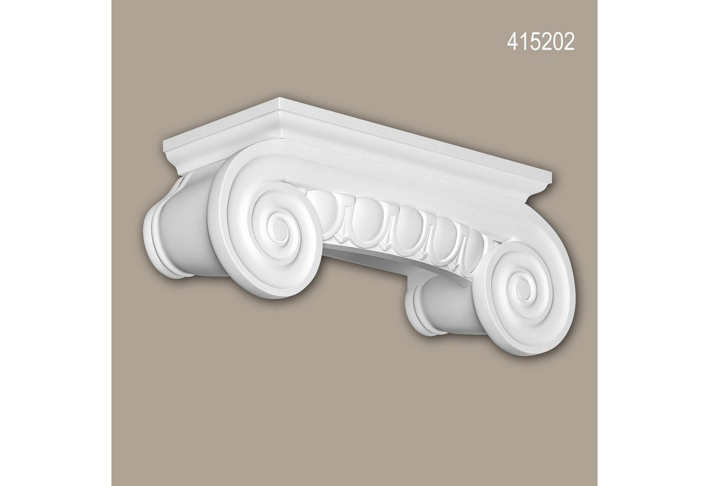 Profhome Wanddekoobjekt 415202 (Halbsäulen Kapitell, 1 St., Fassadenstuck, Säule, Zierelement, Außenstuck), weiß, vorgrundiert, für Fassadendekoration, Stil: Ionisch von Profhome