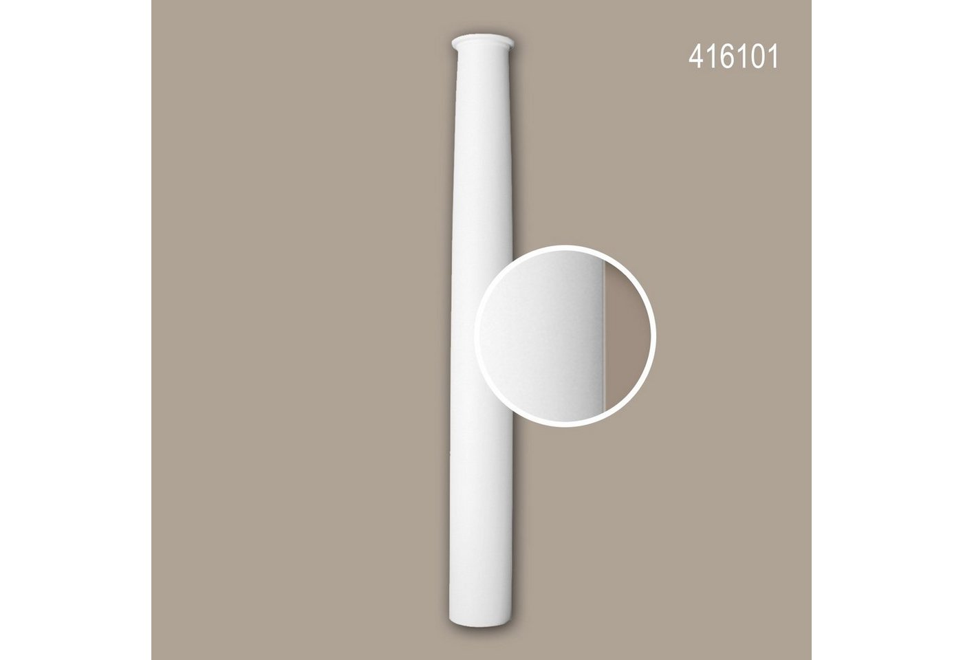 Profhome Wanddekoobjekt 416101 (Halbsäulen Schaft, 1 St., Fassadenstuck, Säule, Zierelement, Außenstuck, Durchmesser 33 cm), weiß, vorgrundiert, für Fassadendekoration, Stil: Toskanisch von Profhome