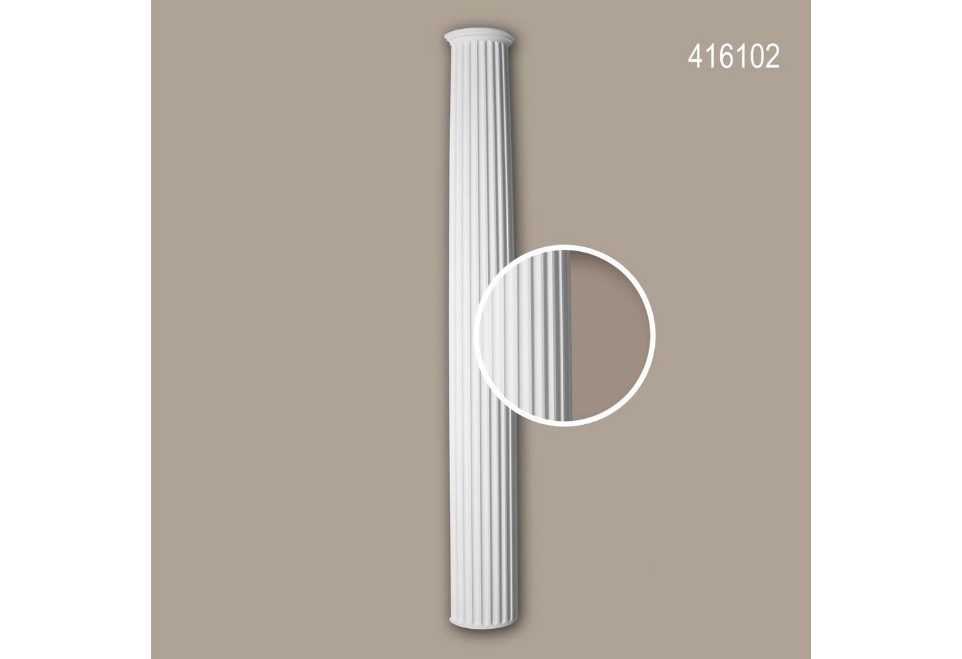 Profhome Wanddekoobjekt 416102 (Halbsäulen Schaft, 1 St., Fassadenstuck, Säule, Zierelement, Außenstuck, Durchmesser 33 cm), weiß, vorgrundiert, für Fassadendekoration, Stil: Dorisch von Profhome