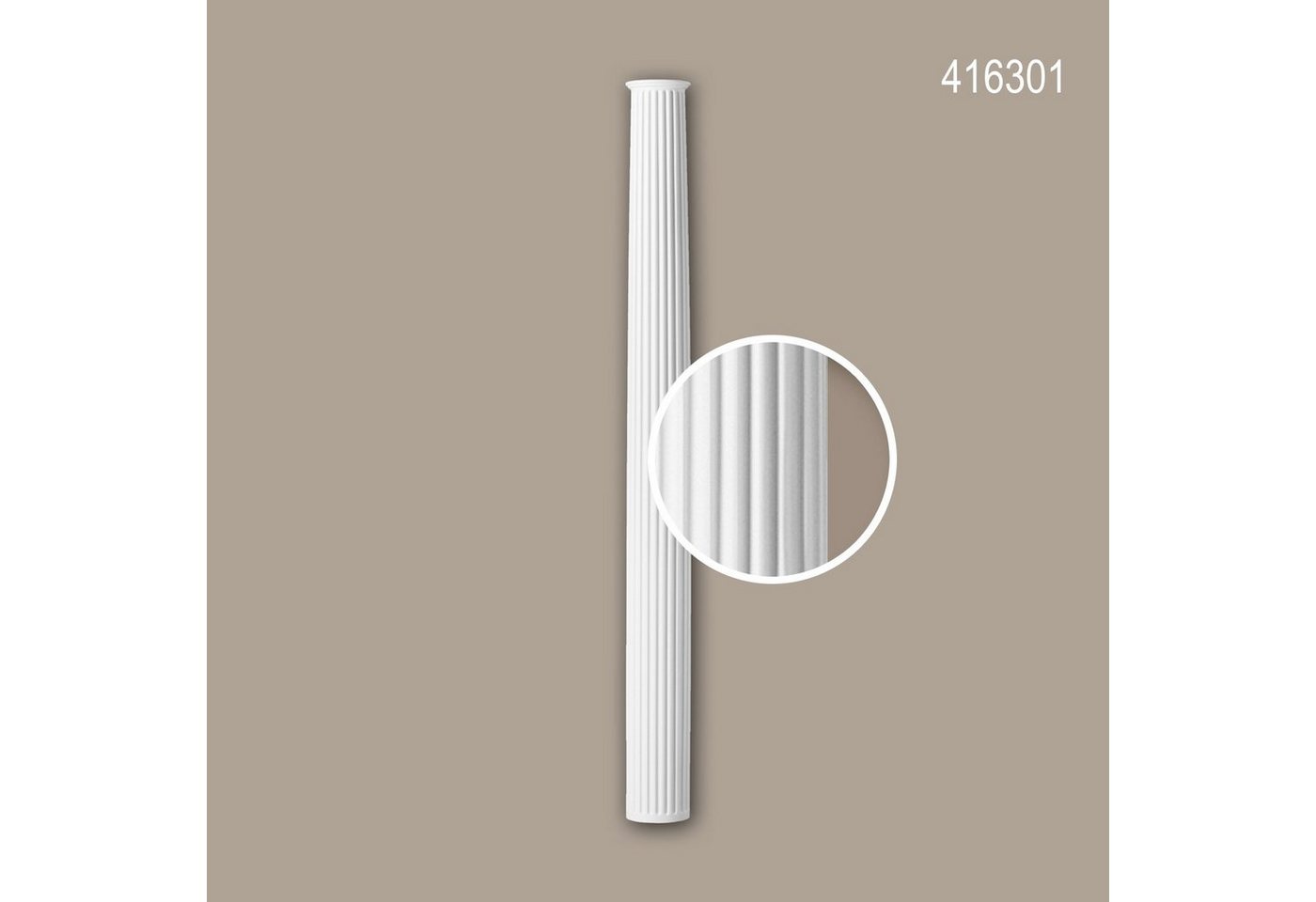 Profhome Wanddekoobjekt 416301 (Halbsäulen Schaft, 1 St., Fassadenstuck, Säule, Zierelement, Außenstuck, Durchmesser 27,2 cm), weiß, vorgrundiert, für Fassadendekoration, Stil: Korinthisch von Profhome