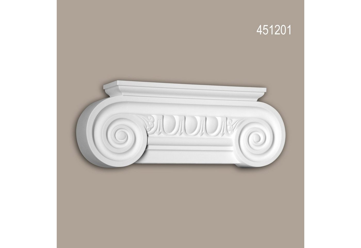Profhome Wanddekoobjekt 451201 (Pilaster Kapitell, 1 St., Fassadenelement, Pilaster, Außenstuck, Wanddekor), weiß, vorgrundiert, für Fassadendekoration, Stil: Ionisch von Profhome