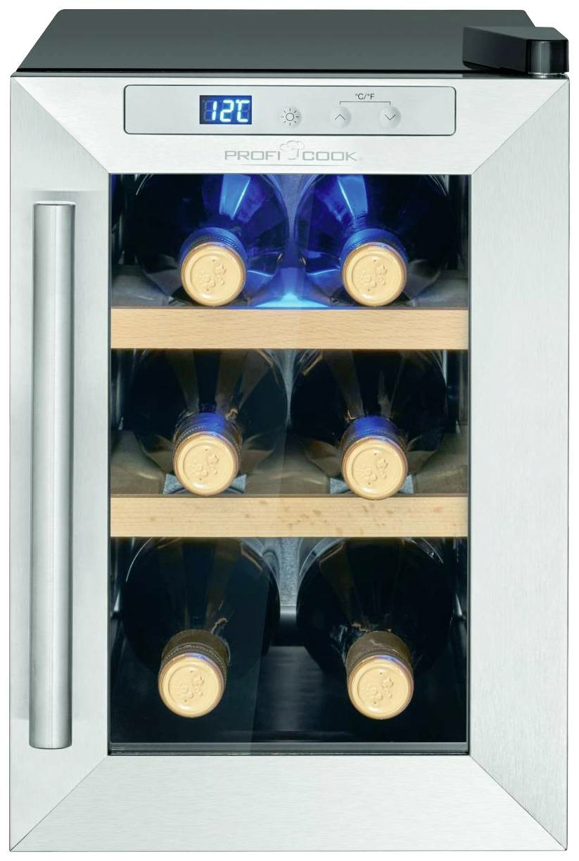 Profi Cook Glaskühlschrank Weinkühlschrank Kühlschrank 17 Liter Inox Schwarz von Profi Cook